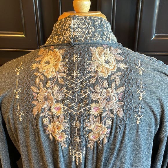 Johnny Was Long Embroidered Cardigan Gray - Picture 9 of 10